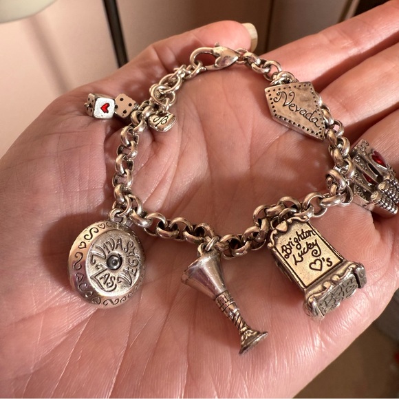 Brighton Silver vintage Vegas Charm Bracelet Cards Martinis - Picture 14 of 17